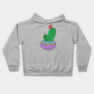 Cute Cactus Design #155: Cactus With Bloom In Pretty Pot Kids Hoodie